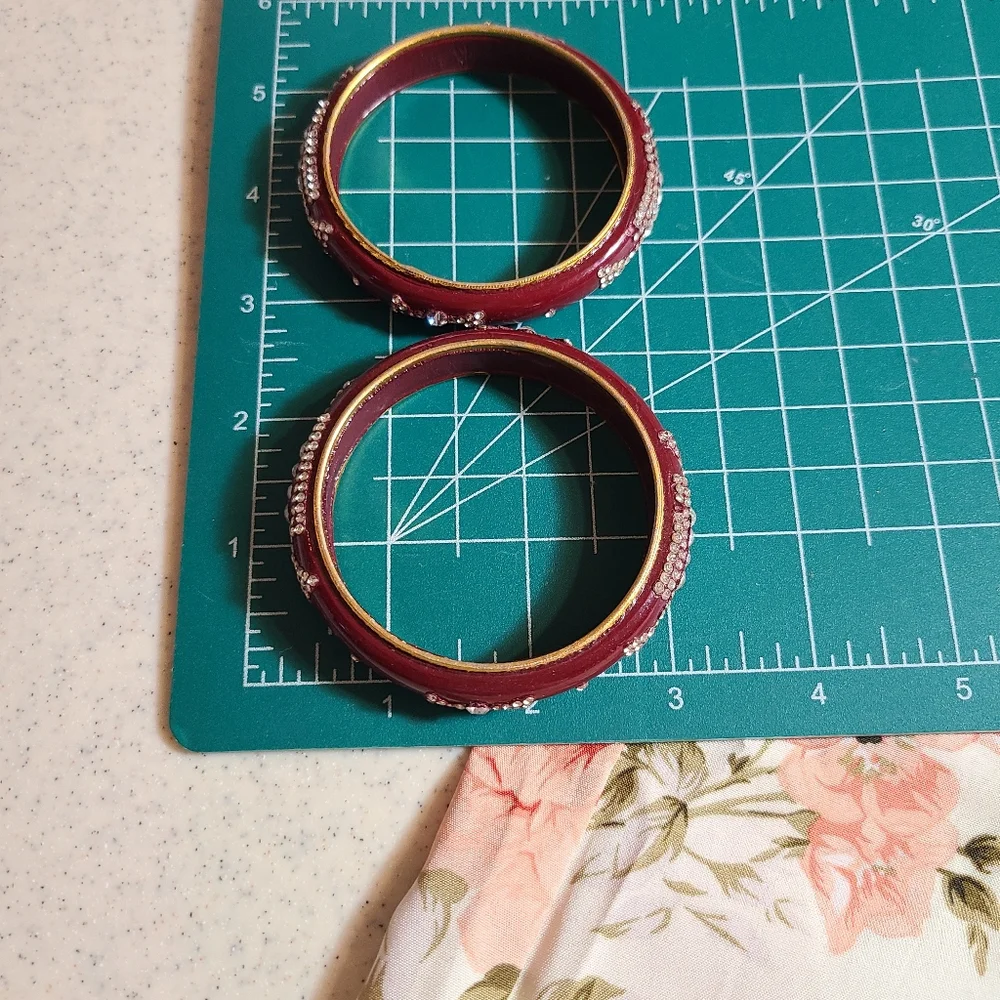 Elegant Maroon Rhimestone Kids Bangles